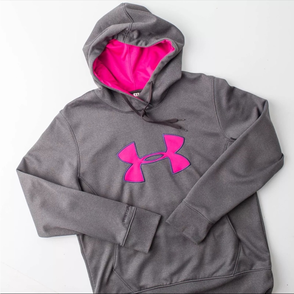 Under Armour Gray Hoodie with Pink Logo
